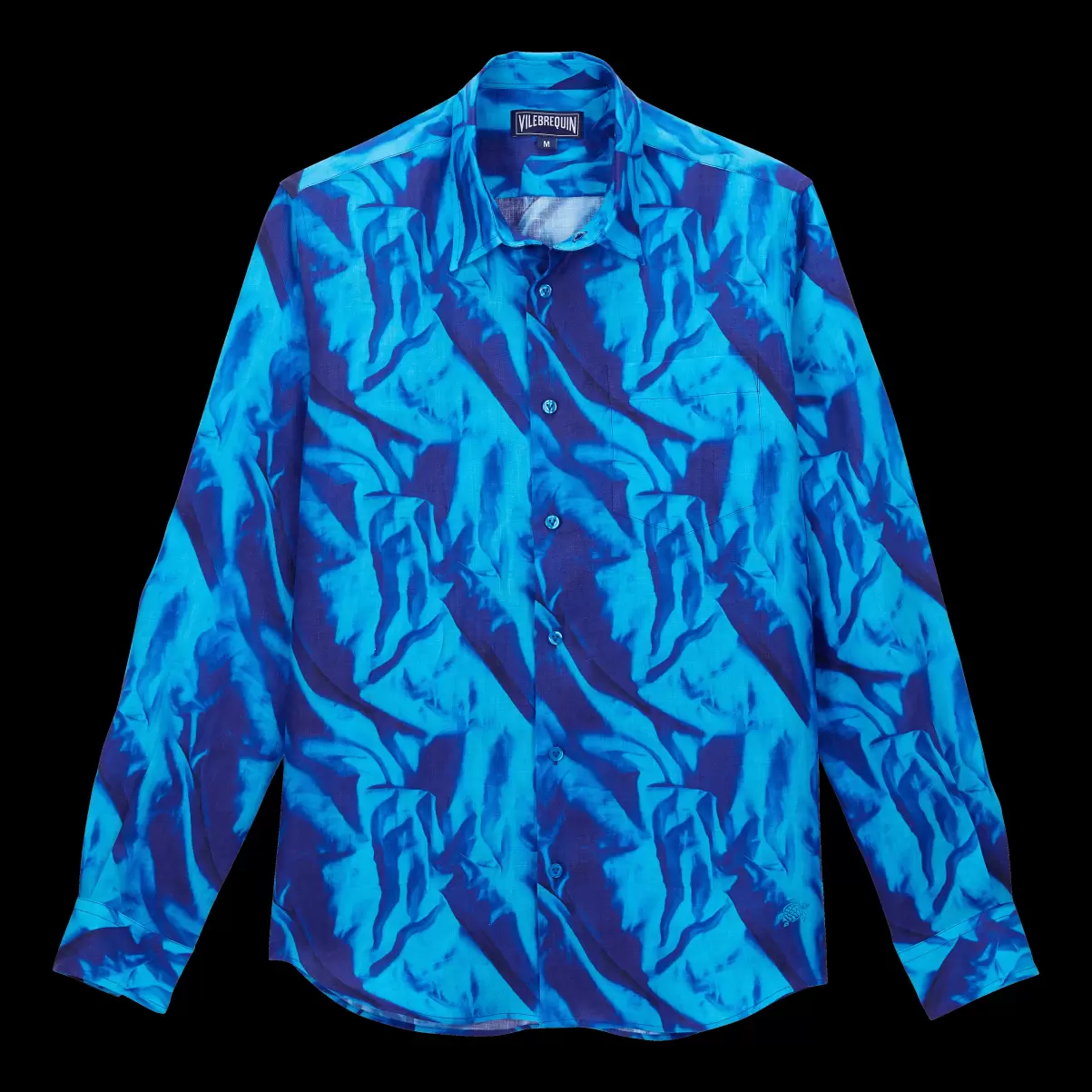 Compra Vilebrequin Hombre Camisa De Lino Con Estampado Les Draps Froissés Para Hombre Camisas Azul Neptuno / Azul - 3