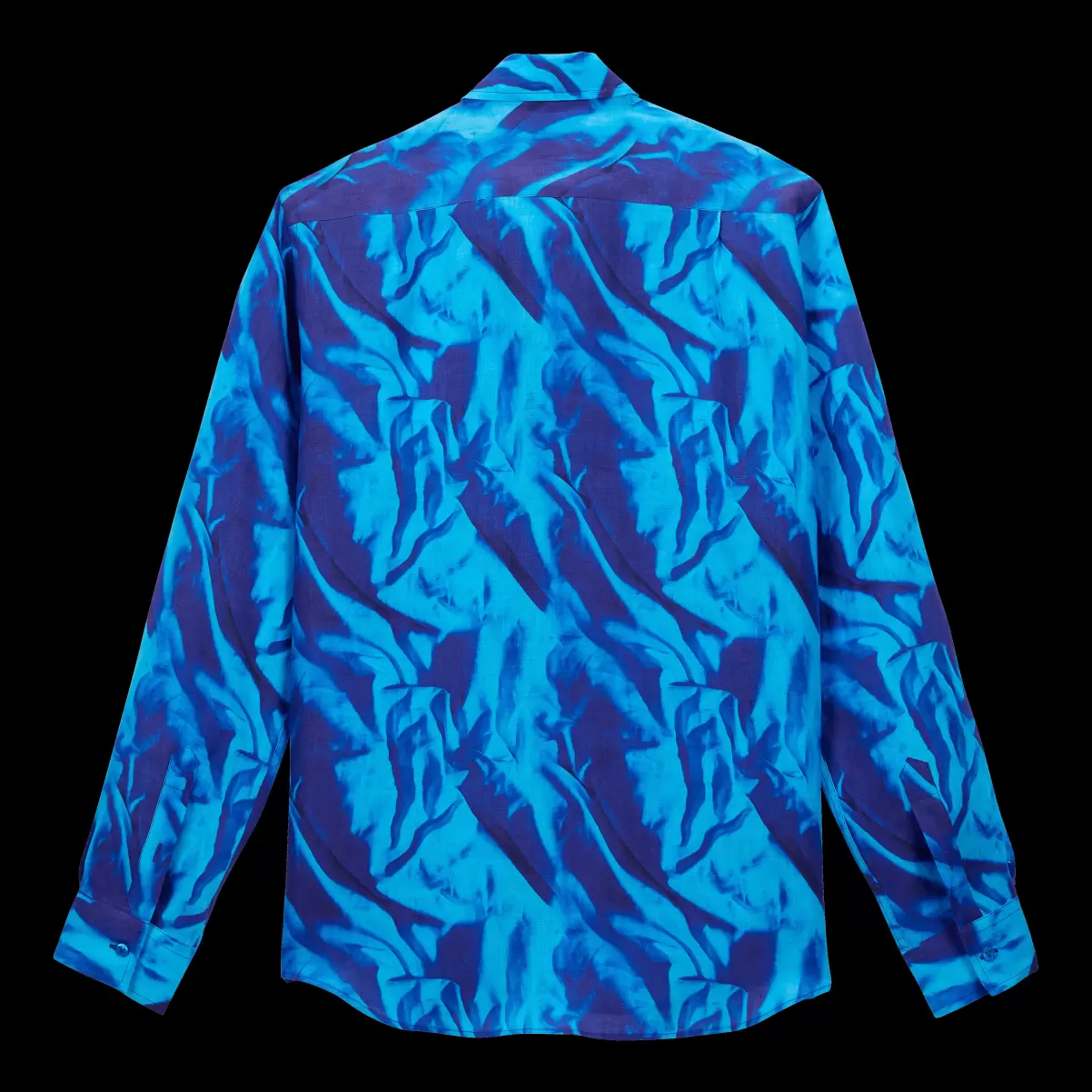 Compra Vilebrequin Hombre Camisa De Lino Con Estampado Les Draps Froissés Para Hombre Camisas Azul Neptuno / Azul - 4