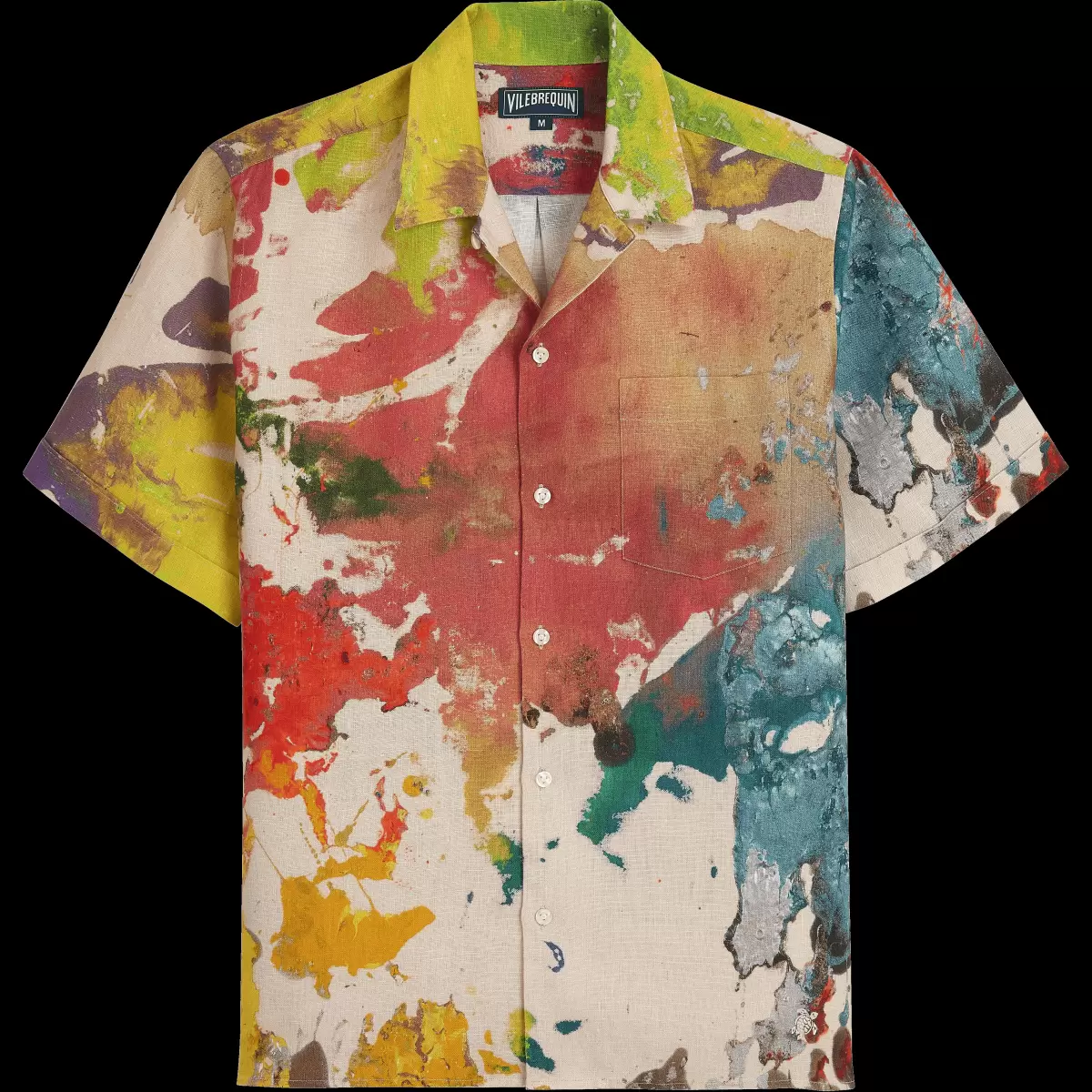 Hombre Descuento Camisa De Bolos De Lino Con Estampado Gra Para Hombre - Vilebrequin X John M Armleder Multicolores / Multi Camisas - 3