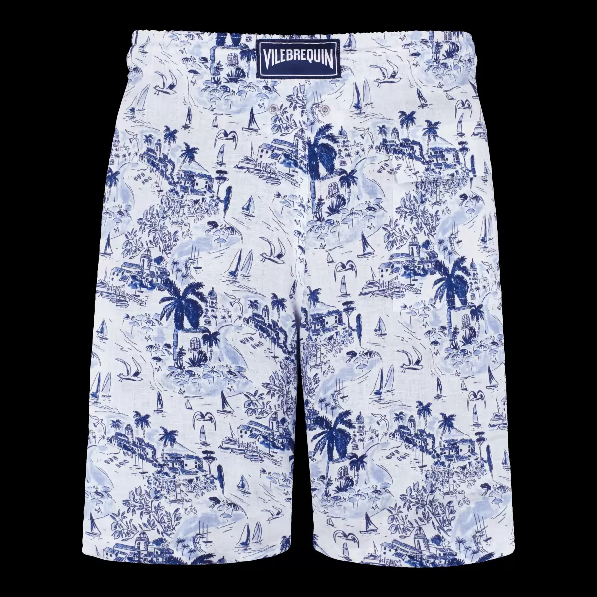 Vilebrequin Shorts Ink / Azul Popularidad Hombre Bermudas De Lino Con Estampado Riviera Para Hombre - 4