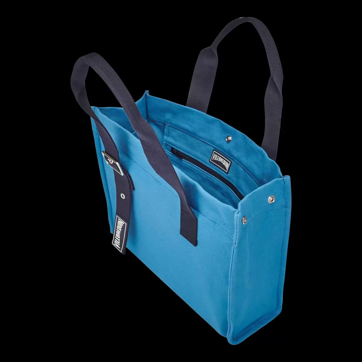 Calanque / Azul Bolsa De Playa Pequeña De Algodón Con Estampado Liso Vilebrequin Promoción Bolsos Y Bolsas De Playa Hombre - 1