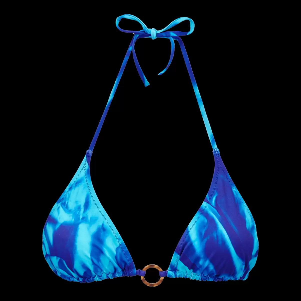 Mujer Vilebrequin Dos Piezas Clásico Top De Bikini De Triángulo Con Estampado Les Draps Froissés Para Mujer Azul Neptuno / Azul - 2