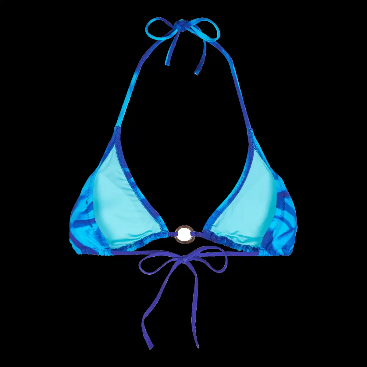 Mujer Vilebrequin Dos Piezas Clásico Top De Bikini De Triángulo Con Estampado Les Draps Froissés Para Mujer Azul Neptuno / Azul - 3