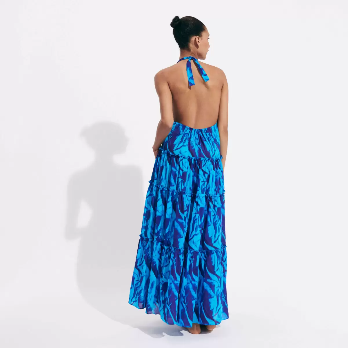 Vestido Largo De Algodón Con Espalda Abierta Y Estampado Les Draps Froissés Para Mujer Servicio Vilebrequin Vestidos Mujer Azul Neptuno / Azul - 1