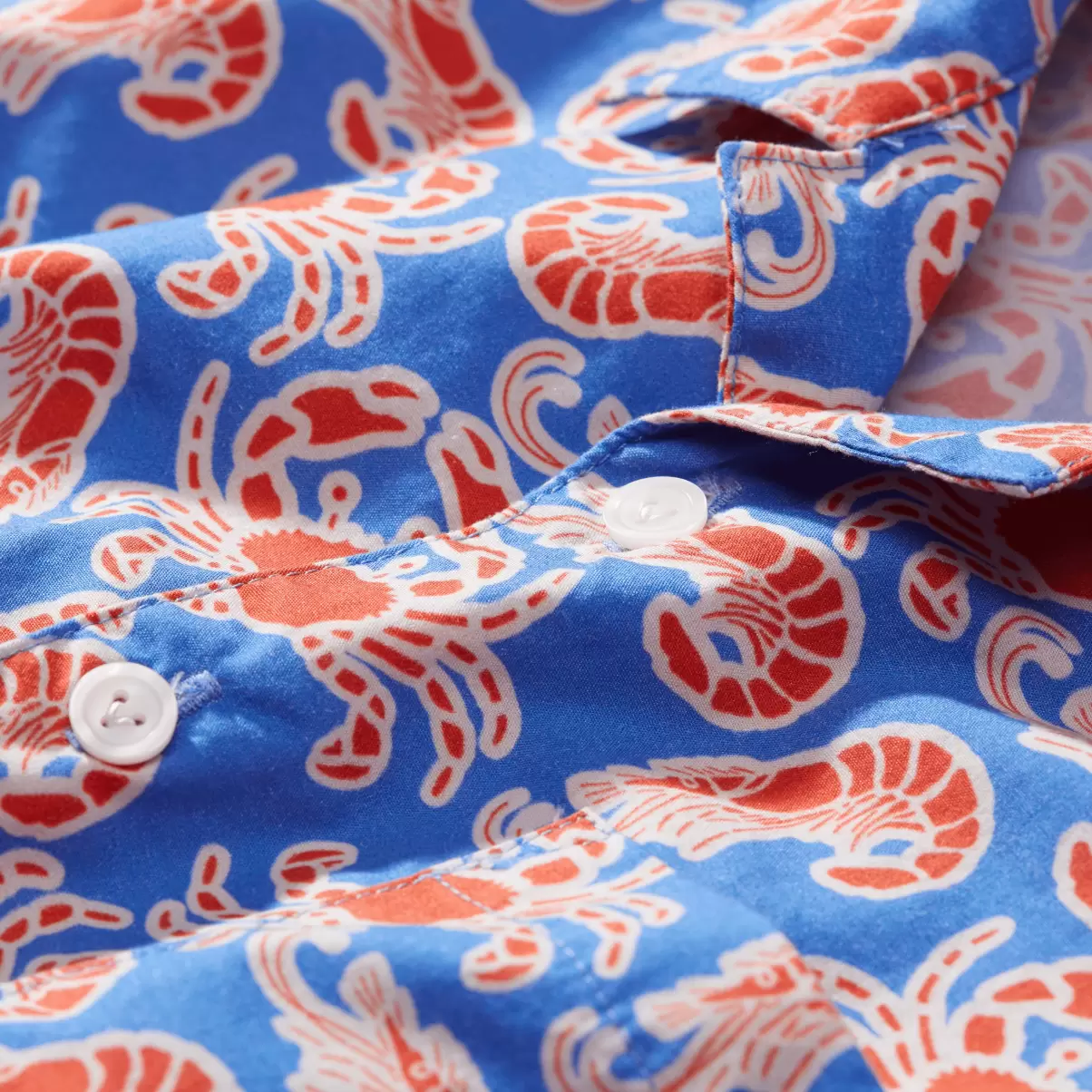 Earthenware / Azul Vilebrequin Camisas Salida Camisa Con Estampado Crabs & Shrimps Para Niño Niño - 1