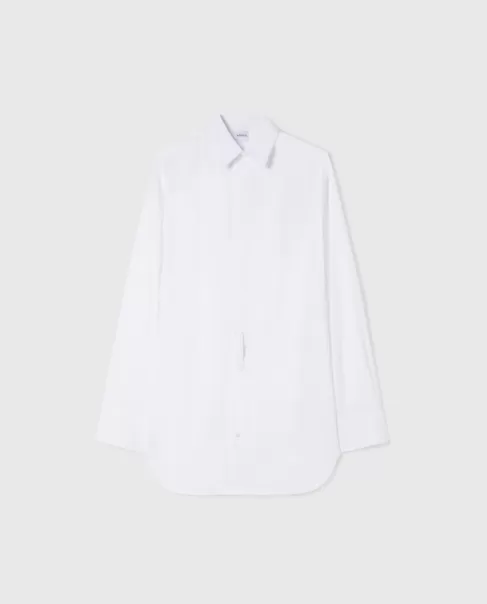 Aspesi Mujer Blanco Camisa De Brillantina De Algodón Oversize Camisas Y Tops