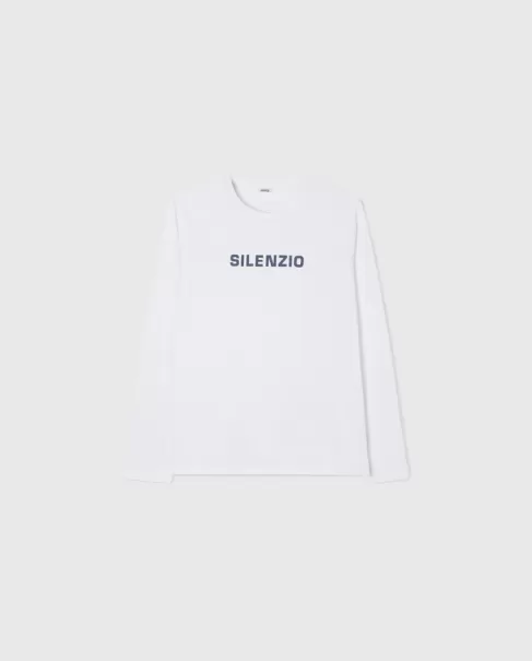 Aspesi Mujer T-Shirts Y Polos Blanco Camiseta De Manga Larga Silenzio
