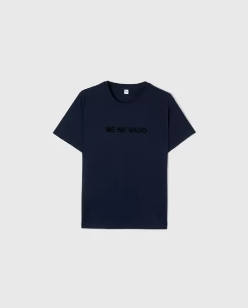 T-Shirts Y Polos Azul Marino Mujer Aspesi Camiseta De Cuello Redondo Me Ne Vado