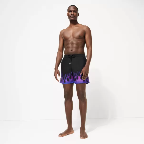 El Icónico Negro / Negro Hombre Bañador Con Estampado Hot Rod 360° Para Hombre - Vilebrequin X Sylvie Fleury Nuevo Producto