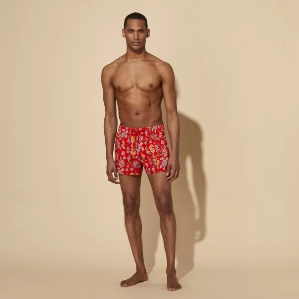 El Clásico Vilebrequin Hombre Bañador Con Estampado Mosaïque Para Hombre Amapola / Rojo Promoción