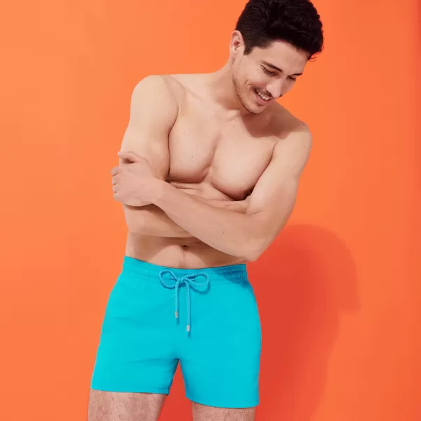 Hombre Vilebrequin El Clásico Stretch Fiabilidad Curazao / Azul Bañador Elástico Liso Para Hombre