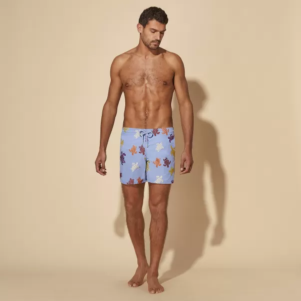 Hombre Men Swim Shorts Embroidered Tortue Multicolore - Limited Edition Complejidad Divine / Azul Vilebrequin El Bordado