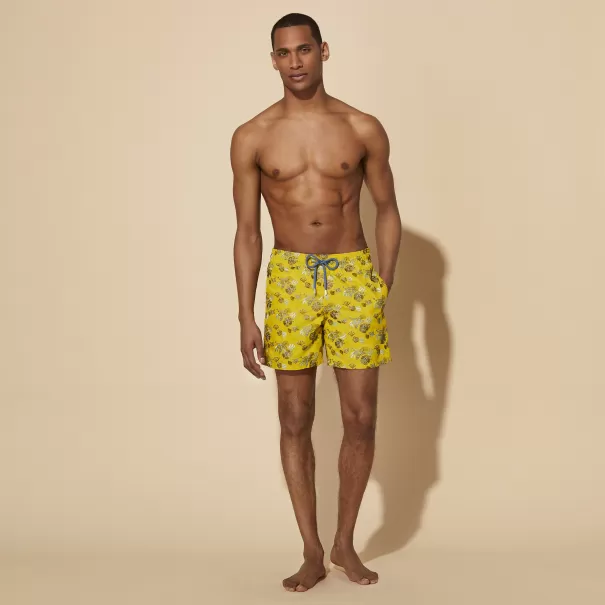 El Bordado Hombre Sunflower / Amarillo Men Swim Shorts Embroidered Flowers And Shells - Limited Edition Vilebrequin Descuento