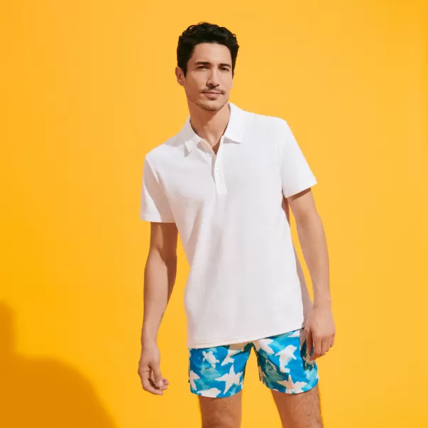 Tienda Online Polo De Color Liso En Tejido Jacquard Para Hombre Hombre Blanco / Blanco Polos Vilebrequin