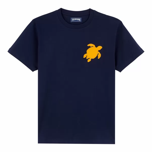 Azul Marino / Azul Camiseta De Algodón Con Parche De La Tortuga Para Hombre Camisetas Precios Estacionales Hombre Vilebrequin