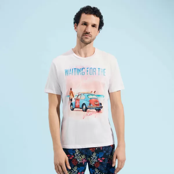Vilebrequin Camisetas Camiseta De Algodón Con Estampado Waiting For Sun Para Hombre Hombre Descuento Rosa Te / Rosa