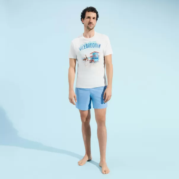 Camisetas Estética Hombre Camiseta De Algodón Con Estampado Malibu Lifeguard Para Hombre Vilebrequin Off White / Blanco