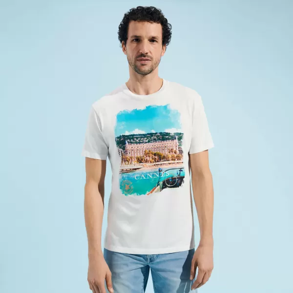 Flete Gratis Camisetas Hombre Camiseta De Algodón Con Estampado Cannes Para Hombre Vilebrequin Off White / Blanco