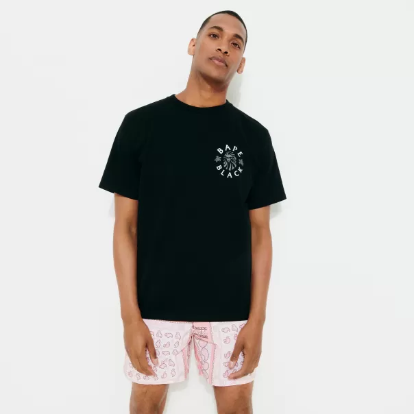 Negro / Negro Hombre Camiseta Con Logotipo Estampado Para Hombre De Vilebrequin X Bape® Black Vender Camisetas