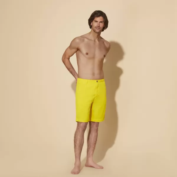Sol / Amarillo Vilebrequin Bermudas De Color Liso Para Hombre Hombre Shorts Sostenibilidad