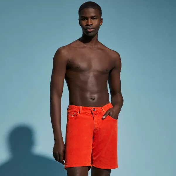 Hombre Bermudas De Pana Con Cinco Bolsillos Para Hombre Shorts Promoción Tomato / Rojo Vilebrequin