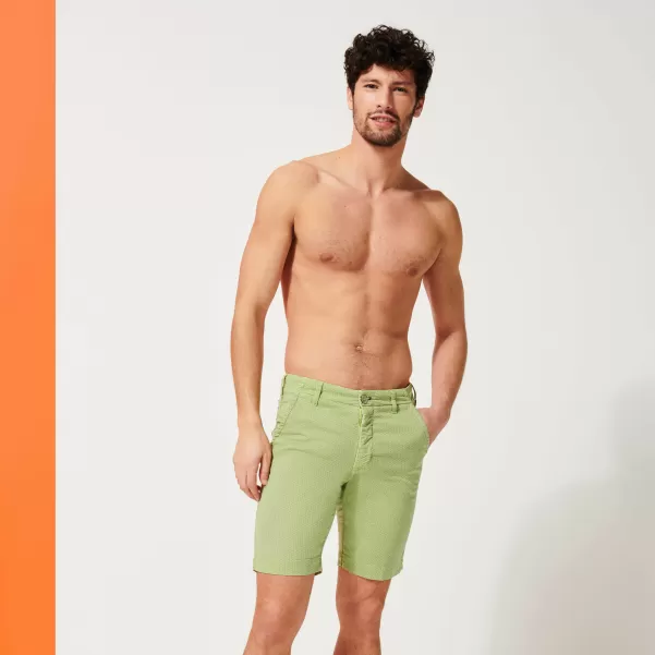 Hombre Shorts Vilebrequin Calidad Bermudas Tipo Pantalones Chinos Para Hombre Con El Estampado Micro Flowers Limoncillo / Verde