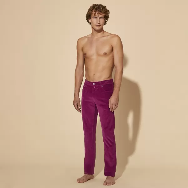Pantalones De Pana De 1500 Líneas Con Cinco Bolsillos Para Hombre Normativas Morado / Rojo Pantalones Vilebrequin Hombre
