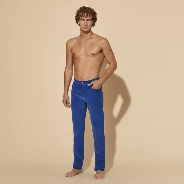 Hombre Pantalones De Pana De 1500 Líneas Con Cinco Bolsillos Para Hombre Pantalones Vilebrequin Batik Azul / Azul Precio De Promoción