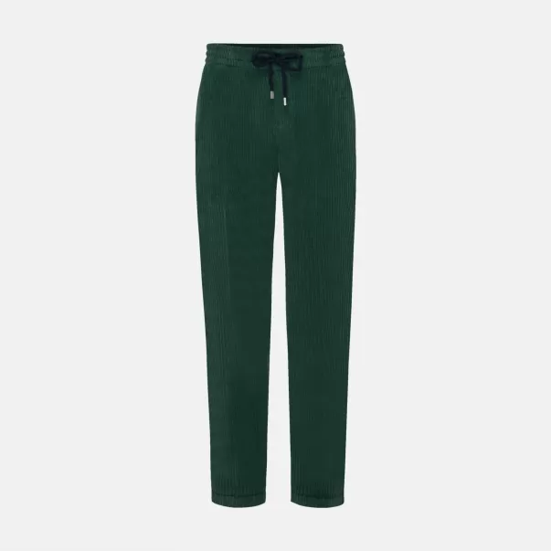 Hombre Joggers De Pana Elásticos Con Estampado Vintage De Líneas Grandes Para Hombre Pine / Verde Pantalones Vilebrequin Oferta