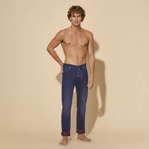 Vilebrequin Pantalones Hombre Med Denim W2 / Azul Vender Men 5-Pockets Denim Pants Mosaïque