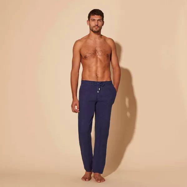 Azul Marino / Azul Vilebrequin Hombre Pantalón De Color Liso Para Hombre Pantalones Venta