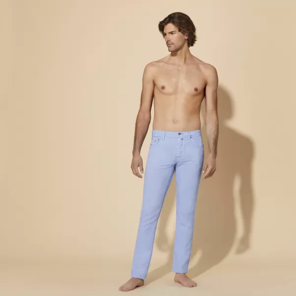 Vilebrequin Asegurar Pantalone De Lino De Color Liso Con 5 Bolsillos Para Hombre Hombre Divine / Azul Pantalones