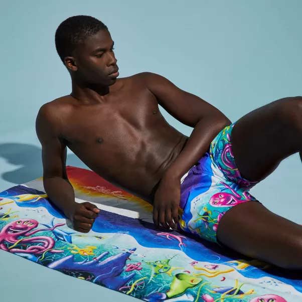 Exclusivo Hombre Toallas Multicolores / Multi Toalla De Playa Con Estampado Mareviva - Vilebrequin X Kenny Scharf