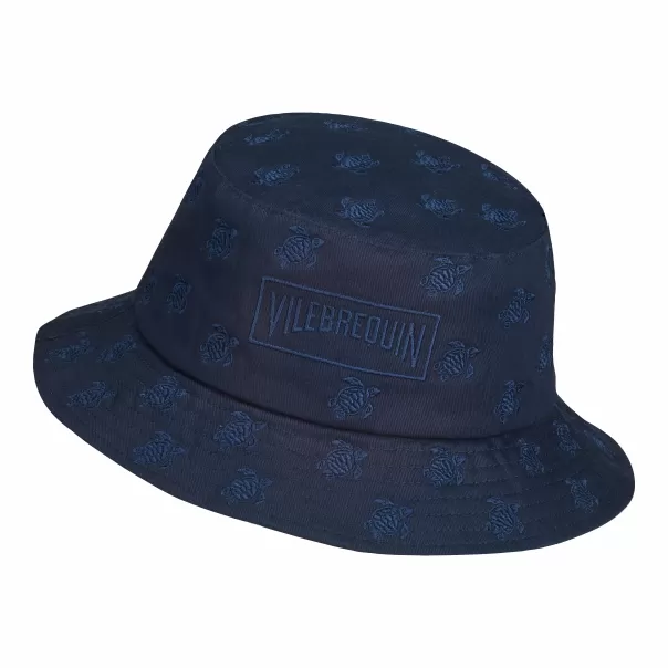 Descuento Hombre Vilebrequin Embroidered Bucket Hat Tutles All Over Sombreros Azul Marino / Azul