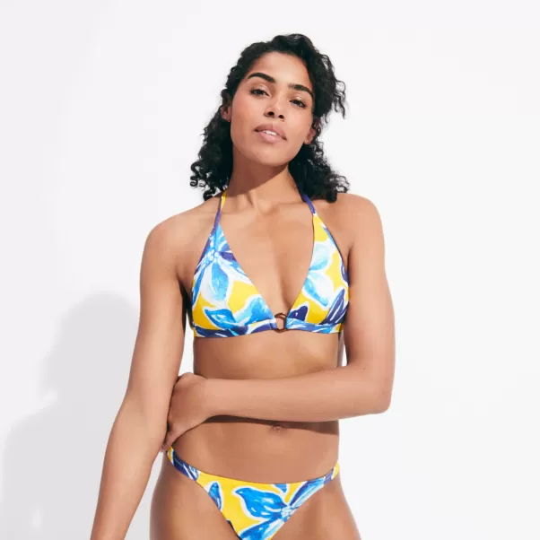 Mujer Tienda Online Top De Bikini Anudado Alrededor Del Cuello Con Estampado Raiatea Para Mujer Vilebrequin Dos Piezas Sol / Amarillo