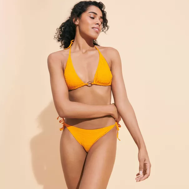 Zanahoria / Naranja Mujer Vilebrequin Braguita De Bikini De Corte Brasileño Con Tiras Laterales Para Anudar Y Estampado Plumetis Para Mujer Clásico Dos Piezas