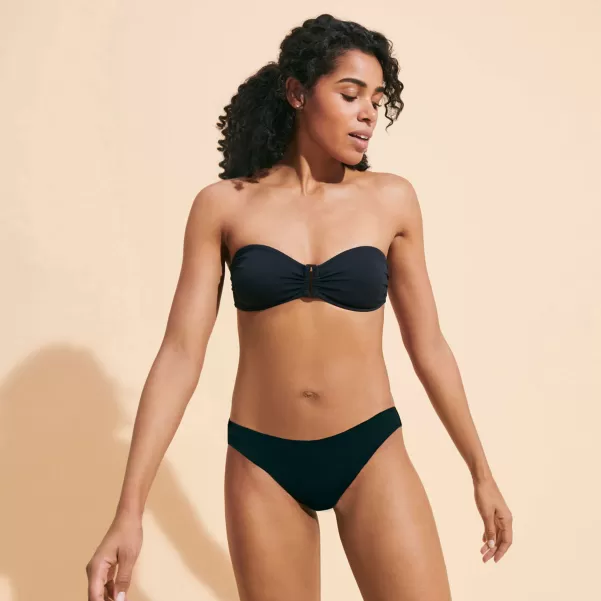 Vilebrequin Nuevo Producto Mujer Negro / Negro Dos Piezas Braguita De Bikini De Talle Medio De Color Liso Para Mujer