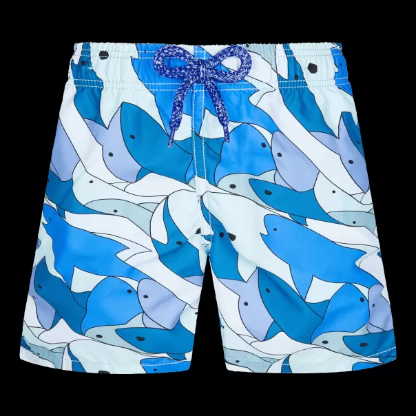 Niño El Icónico Vilebrequin Thalassa / Azul Bañador Con Estampado Shark All Around Para Niño Oferta