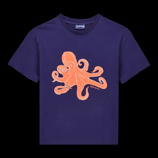 Azul Marino / Azul Camiseta Con Estampado Macro Octopussy Para Niño Vilebrequin Asegurar Niño Camisetas