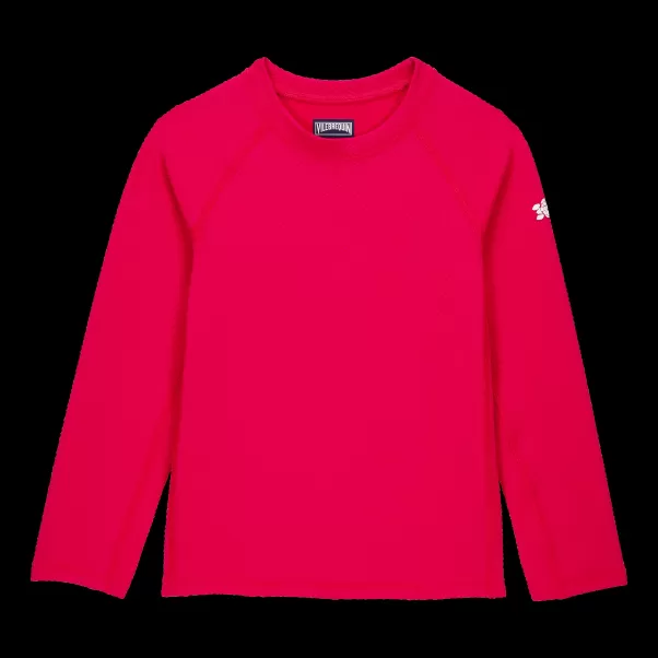 Camiseta De Baño De Color Liso Con Protección Solar Y Textura Para Niños Niño Comercio Fucsia / Rosa Rashguards Vilebrequin